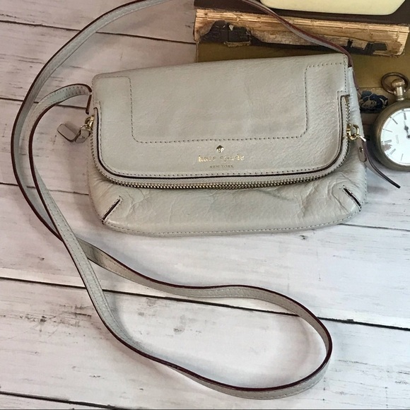 Kate Spade Light Grey Foldover Crossbody Bag - Picture 1 of 8